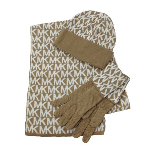 michael kors cable knit studded scarf|Michael Kors hat and gloves.